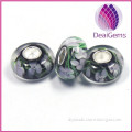 Women purple flower lampworked glass beads sliver core for gift